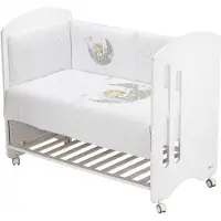 Interbaby Couverture 100x135 taie d'oreiller et tour de lit 60x180 Ours Dormant blanc gris