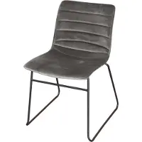 AC-DÉCO Lot de 4 chaises BROOKLYN en velours - 55 x 45 x H 47/78cm - Gris