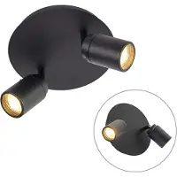 QAZQA Spot moderne intelligent noir avec 2 ampoules GU10 IP44 - Ducha
