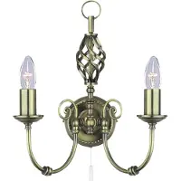 Searchlight Applique, métal, laiton, antique, intensité lumineuse variable, 2 flammes
