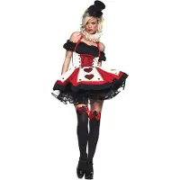 Leg avenue Costume de carte ? jouer 2 pi?ces comprenant une robe et un tour de cou, tailles S/M, ROUGE/NOIR.