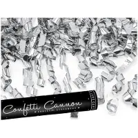Party Deco Confetti cannon with streamers, silver, 80cm (1 pkt / 1 pc.) (1 pcs)