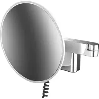 Emco LED miroir de rasage et de maqu'illage, modèle mural, bras à double articulation, grossissement 5x, rond, câble spiralé et fiche, 109506040