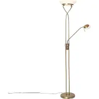 QAZQA Lampadaire bronze avec LED et variateur avec lampe de lecture - Empoli