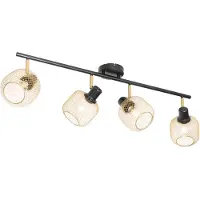 QAZQA Spot industriel noir avec or 4 lumières - Bliss Mesh