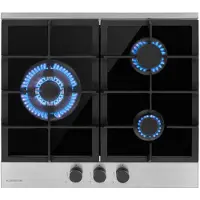 Klarstein Plaque de Cuisson Gaz 3 Feux, Table de Cuisson à Gaz à 3 Brûleurs, Plaque Gaz de 6.2 kW, Piano Cuisine Gaz en Acier Inoxydable, Plaque de Cuisson Gaz Encastrable, Plaque a Gaz Cuisine Inox