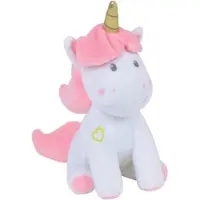 Jemini licorne doudou fille peluche 19 cm blanc/rose