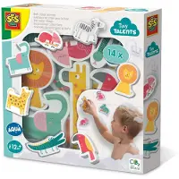 SES Creative Jouet de bain - SES - Animaux de bain Safari junior en mousse - 14 pièces - Vert - Mixte
