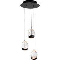 Highlight Suspension Clear Egg noir 3 lumières
