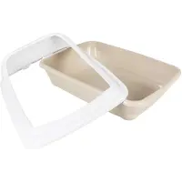 Duvo+ Bac à litière Duvoplus Birba avec rebord - Mocaccino - L - 56 x 39 x 21,5 cm