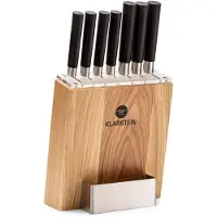 Klarstein Couteau Cuisine, Lot 7 Couteau de Cuisine Professionnel avec Bloc, Set Couteaux et Ustensiles de Cuisine en Acier Inoxydable, Kit Support Blocs Couteaux Professionnelle, Résistants Rayures
