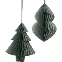 Broste Copenhagen Décorations de noël DECO 'CHRISTMAS MIX' PAPIER X2 - Vert - Unique