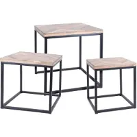 H&S Ensemble de tables d'appoint 3 pcs Teck