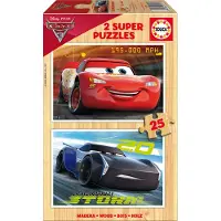 Educa Puzzle en bois Cars 3, 2x25 pièces