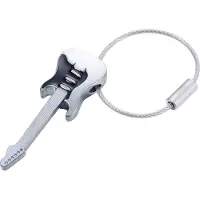 Troika STRAT AM RING Porte-clés guitare, gris mat/noir, Gris, Noir, Argent