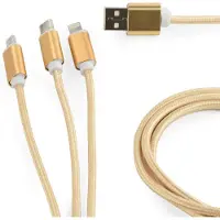 Cablexpert ! Câble de charge USB 3 en 1 / 1m / Or (1 m, USB 2.0)