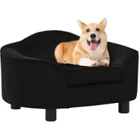 vidaXL Canapé pour chien noir 67x47x36 cm peluche
