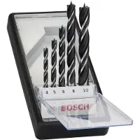 Bosch 2607010527 - Set 5 Pièces Mèche Hélicoïdal À Bois Robust Line, 4; 5; 6; 8; 10 Mm