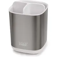 Joseph Joseph Porte-brosse dents en acier inoxydable EasyStore, organiseur de rangement pour salle de bain, petit format
