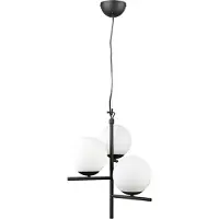 TRIO Suspension noir mat avec abat-jour boule de verre blanc