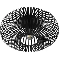TRIO Plafonnier JOHANN noir 1xE27x60W en métal, dimensions : 17x40x40 cm, IP20,