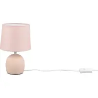 TRIO Lampe de table MALU pied en céramique & abat-jour en tissu beige, Ø16cm hauteur 26cm - R50802644