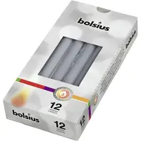 Bolsius 12x , Bougie, Bougie pointue 24,5x2,4cm argentée (12 pcs)