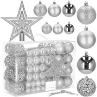 Springos Boules de Noël - - 100 pcs - Incassables - Argent - Ø 3/4/6 cm