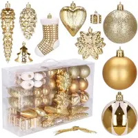 Springos Boules de Noël - - 72 pcs - Plastique incassable - Or - Ø 4-6 cm