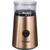 Bestron ACG1000CO Moulin à café électrique - 150W - Couteaux en acier inoxydable - Capacité de 50g - Couleur cuivre - Pour grains de café et épices - Garantie 5 ans