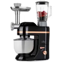 Klarstein Robot Patissier Multifonctions, Batteur sur Socle, Bol 5L, Robot Cuisine 1800W, Blender 1.5L, Robot Multifonction Petrin Boulangerie, Hachoir à Viande, Batteur Electrique Cuisine, 6 Vitesses