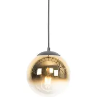 QAZQA Suspension Art Déco noire avec verre doré 20 cm - Pallon