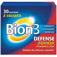 Bion 3 - Junior Defense - Entretien des Défenses Naturelles - 30 Comprimés à Croquer