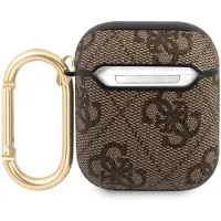 GUESS Gua24Gsmw Airpods 1/2 Coverbrązowy/Brown 4G Script Metal Collection