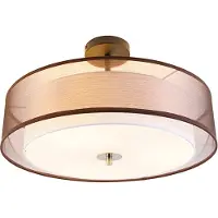 QAZQA Plafonnier moderne marron et blanc 50 cm 3 lumières - Drum Duo