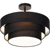 QAZQA Plafonnier moderne noir 45 cm 3 lumières - Drum Trio