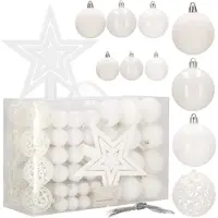 Springos Boules de Noël - - Ensemble de 100 pièces - Plastique - Étoile blanche - Décoration Noël