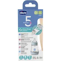 Chicco Biberon Perfect5 0M+150ml Silicone bleu
