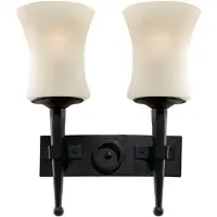 Searchlight Cartwheel Applique 2 feux noir fer forgé Scavo verre