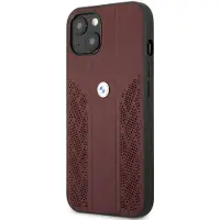 BMW Étui pour iPhone 13 Rouge, rigide, en cuir perforé
