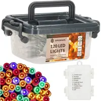 Springos Guirlande lumineuse LED - 9 m, 120 LED, 8 fonctions, 3 piles AA, IP44, multicolore