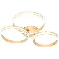 QAZQA Plafonnier en laiton avec LED 3 niveaux de luminosité 3 lumières - Navara
