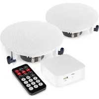Tracer pour l'intérieur - Installation musicale avec amplificateur avec Bluetooth et 2 plafonds - Idéal, Haut-parleur PA, Blanc