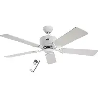 CasaFan Ventilateur de plafond DC, Eco Elements WE, classique 103 Cm laqué blanc, pales blanches, télécommande, CASAFAN