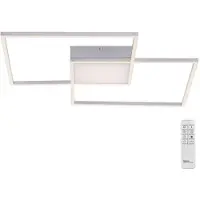 JUST LIGHT Plafonnier LED couleur acier, intensité lumineuse variable, télécommande, L 60 cm