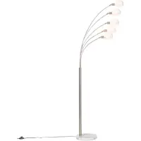 QAZQA Lampadaire design en acier avec verre opale 5 lumières - Sixties Marmo
