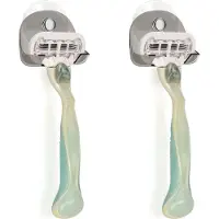 Kwmobile 2x Support de Rasoir avec Ventouse - Support Mural Autocollant pour Rasoir - Organisateur de Salle de Bain pour Verre et Carrelage - Noi