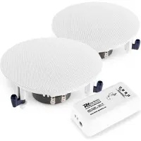 Power Dynamics speaker - Set van 2 inbouw speakers + versterker en luidsprekerkabel - Complete set voor kantoor, ha (Passif), Haut-parleur PA, Blanc