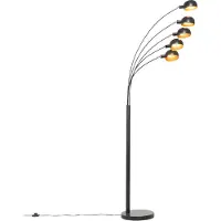 QAZQA Lampadaire design noir avec or 5 lumières - Sixties Marmo