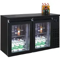 CombiSteel Réfrigérateur de bar noir à 2 portes vitrées